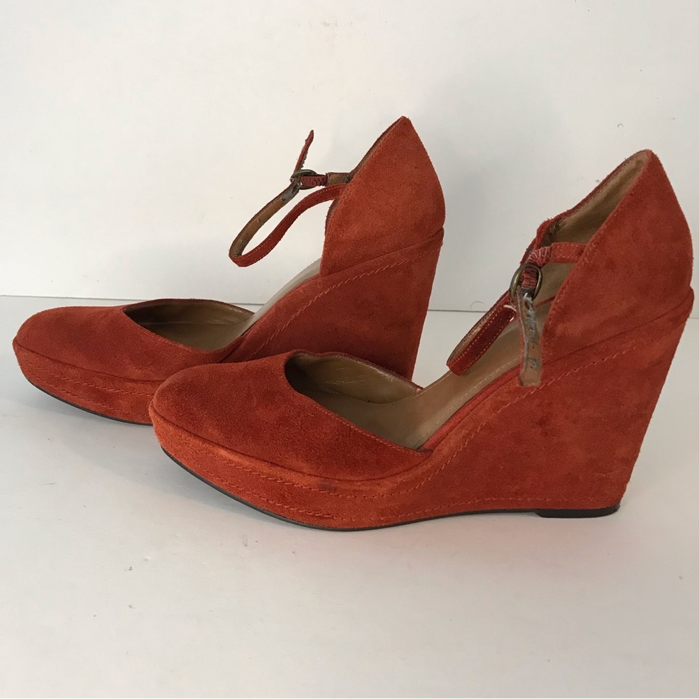 Nine West Red Wedge Platform Womens Shoes with Ankle Straps size 8m Closed Toe